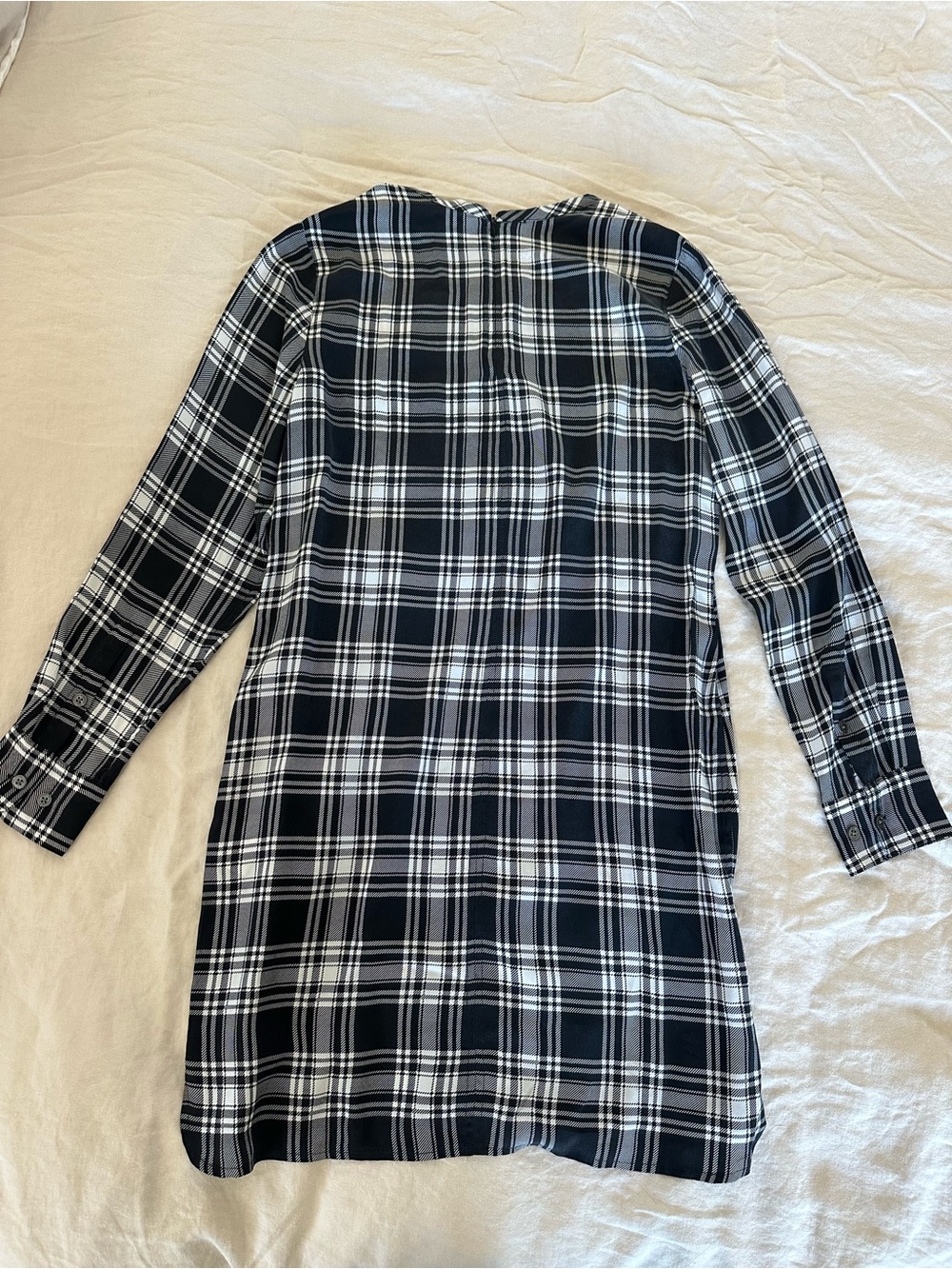 NWOT Black and White Plaid Long Sleeve silk Women’s Shirt Dress